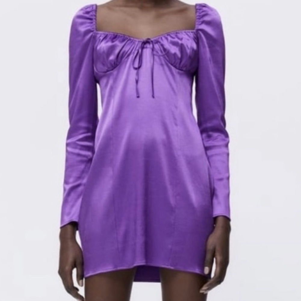 Zara Satin Purple Dress